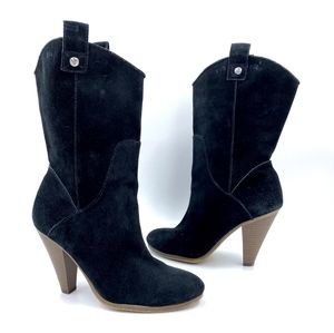 American Eagle Genuine Black Suede Heeled Booties
